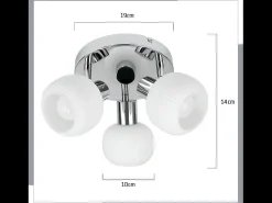 NETTLIFE Foco de techo E14 3 bombillas Pantalla interior de cristal Foco orientable Sin centro de luz Blanco Clearance