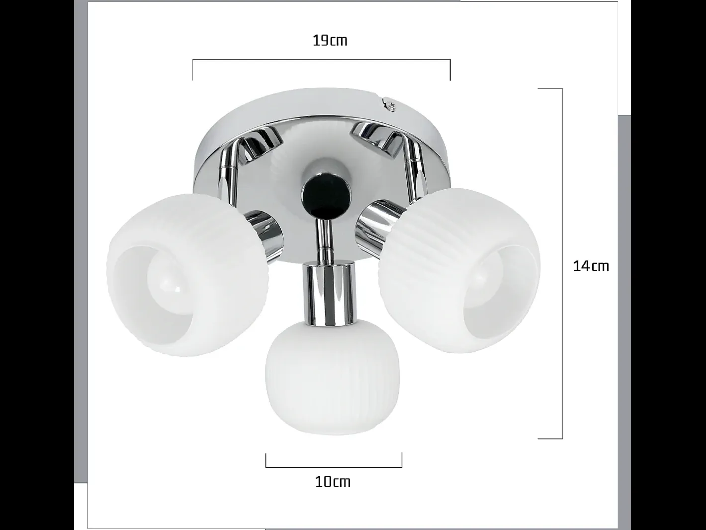 NETTLIFE Foco de techo E14 3 bombillas Pantalla interior de cristal Foco orientable Sin centro de luz Blanco Clearance