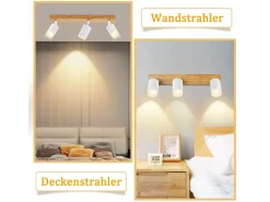 Sale NETTLIFE Foco de techo GU10, foco de techo de madera vintage, giratorio sin bombilla, 350° Blanco