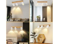 Sale NETTLIFE Foco de techo GU10, foco de techo de madera vintage, giratorio sin bombilla, 350° Blanco
