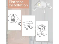 NETTLIFE Foco de techo , 4 bombillas, foco GU10 moderno, orientables, para interior, de metal. Blanco Sale