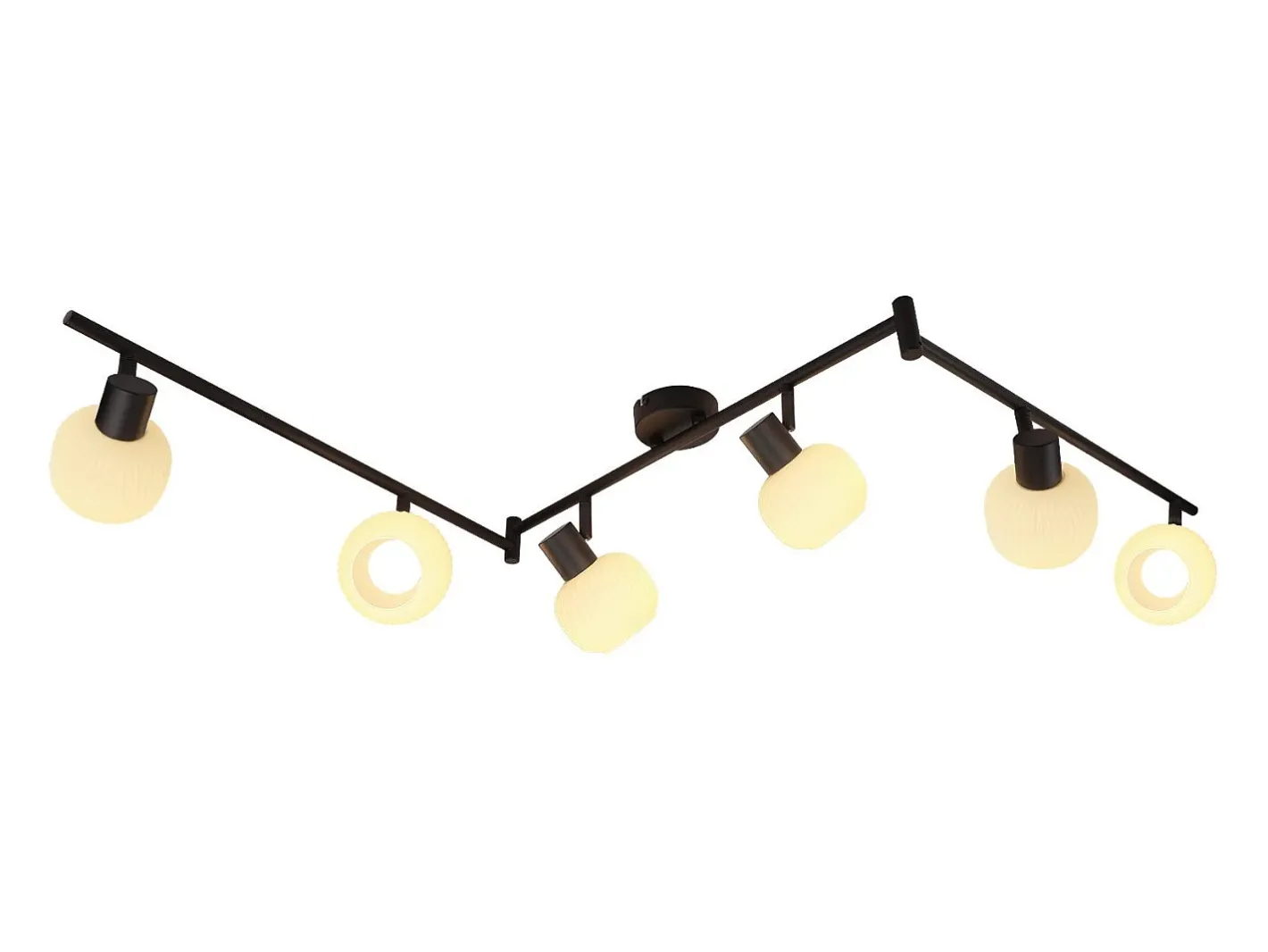 Discount NETTLIFE Foco de techo blanco E14, 6 llamas, lámpara de techo interior, pantalla de cristal, foco orientable Negro