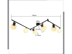 Discount NETTLIFE Foco de techo blanco E14, 6 llamas, lámpara de techo interior, pantalla de cristal, foco orientable Negro