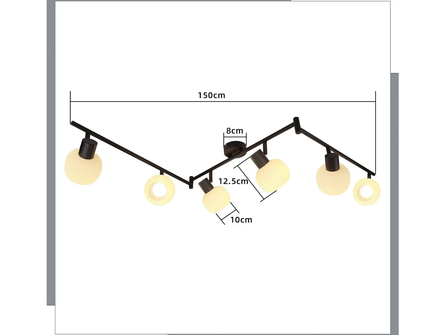 Discount NETTLIFE Foco de techo blanco E14, 6 llamas, lámpara de techo interior, pantalla de cristal, foco orientable Negro