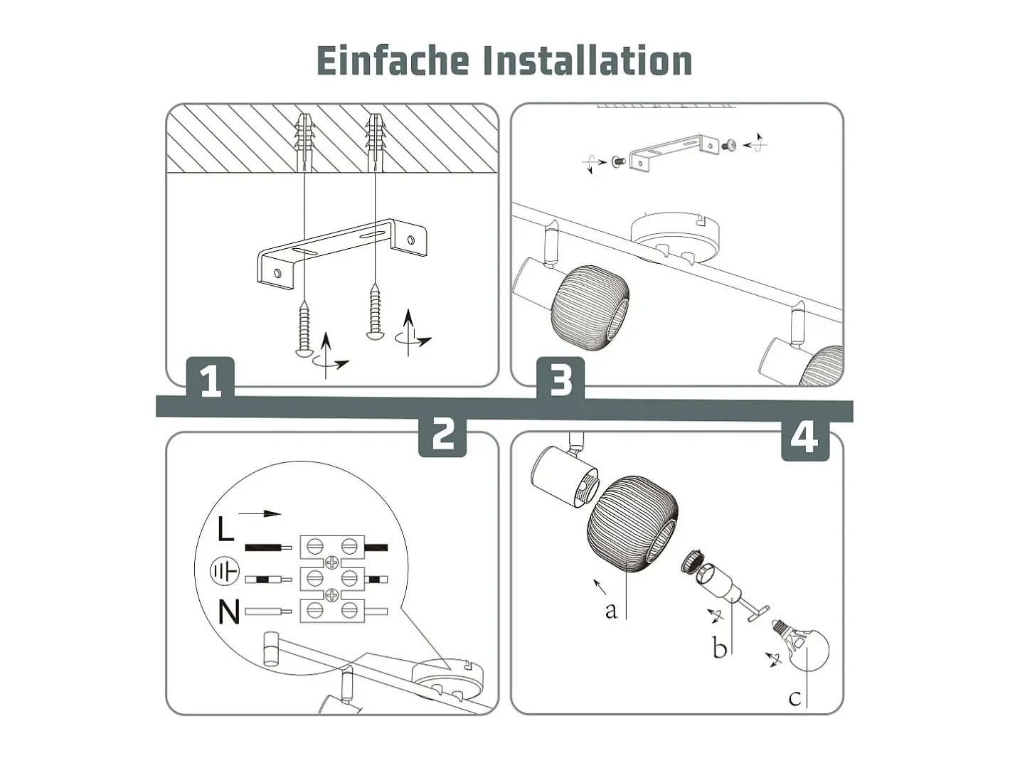 Discount NETTLIFE Foco de techo blanco E14, 6 llamas, lámpara de techo interior, pantalla de cristal, foco orientable Negro