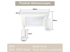 Sale NETTLIFE Foco de techo cuadrado GU10 3000k cálido 20W Lámpara de dormitorio ajustable 350° cálido Blanco