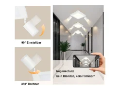 Sale NETTLIFE Foco de techo cuadrado GU10 3000k cálido 20W Lámpara de dormitorio ajustable 350° cálido Blanco