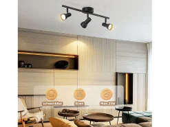 Discount NETTLIFE Foco de techo de 3 llamas Lámpara de techo de diseño moderno Foco de metal GU10 Negro