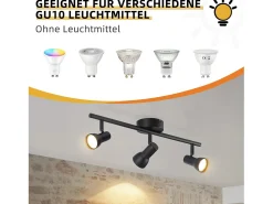 Discount NETTLIFE Foco de techo de 3 llamas Lámpara de techo de diseño moderno Foco de metal GU10 Negro