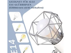 Sale NETTLIFE Foco de techo de 3 bombillas redondas - Faro industrial retró E14 Sin bombillas Blanco