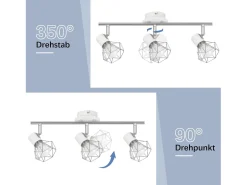 Sale NETTLIFE Foco de techo de 3 bombillas redondas - Faro industrial retró E14 Sin bombillas Blanco