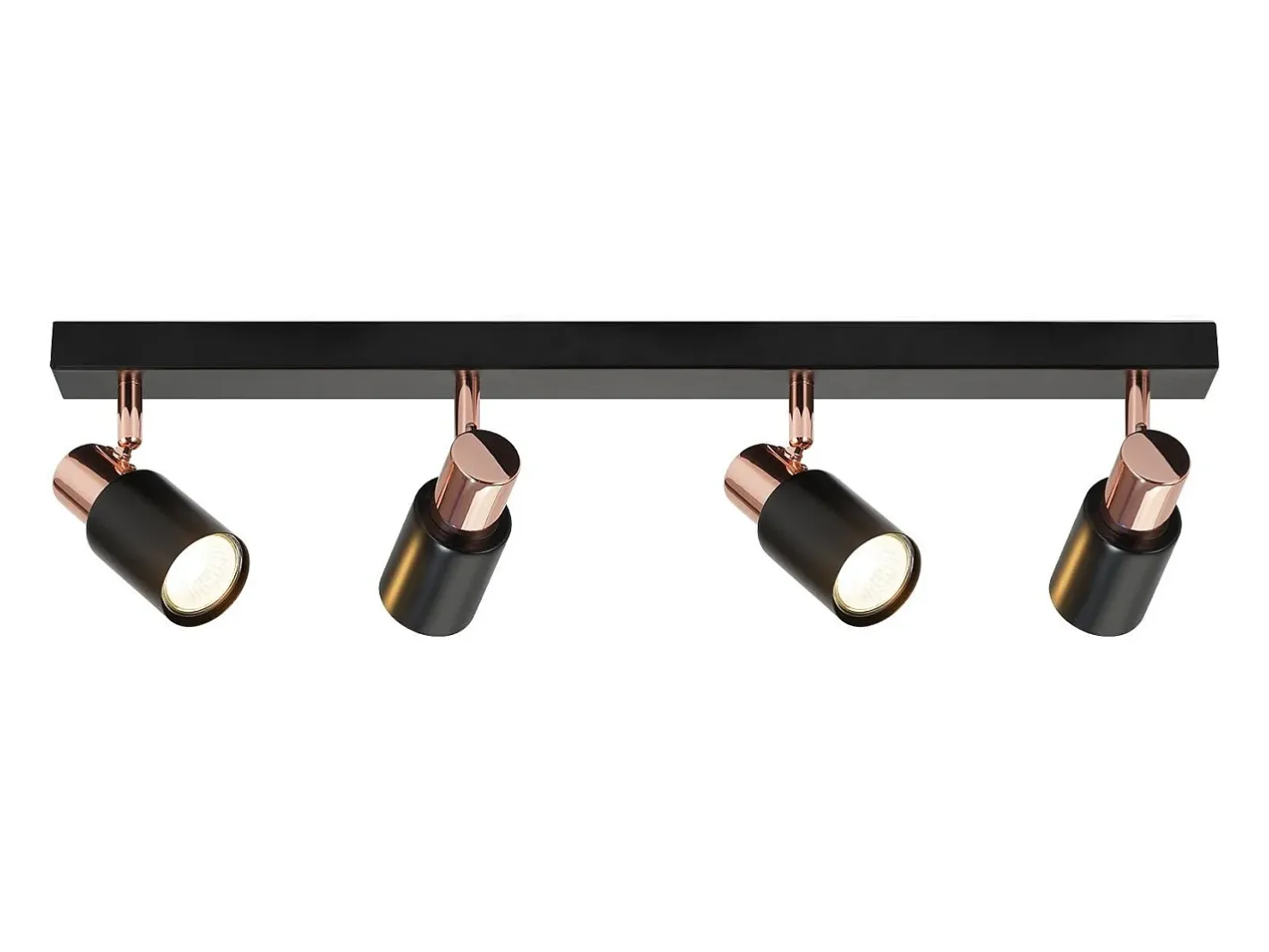 NETTLIFE Plafón-Foco de techo de 4 bombillas, lámpara de cocina GU10, plafonario giratorio de 355° foco moderno. Negro / Dorado