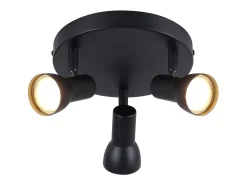 NETTLIFE Plafón-Foco de techo de 3 llamas, lámpara de techo negra, diseño moderno, focos de techo redondos, metal GU10 Negro