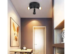 NETTLIFE Plafón-Foco de techo de 3 llamas, lámpara de techo negra, diseño moderno, focos de techo redondos, metal GU10 Negro
