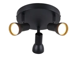 NETTLIFE Plafón-Foco de techo de 3 llamas, lámpara de techo negra, diseño moderno, focos de techo redondos, metal GU10 Negro
