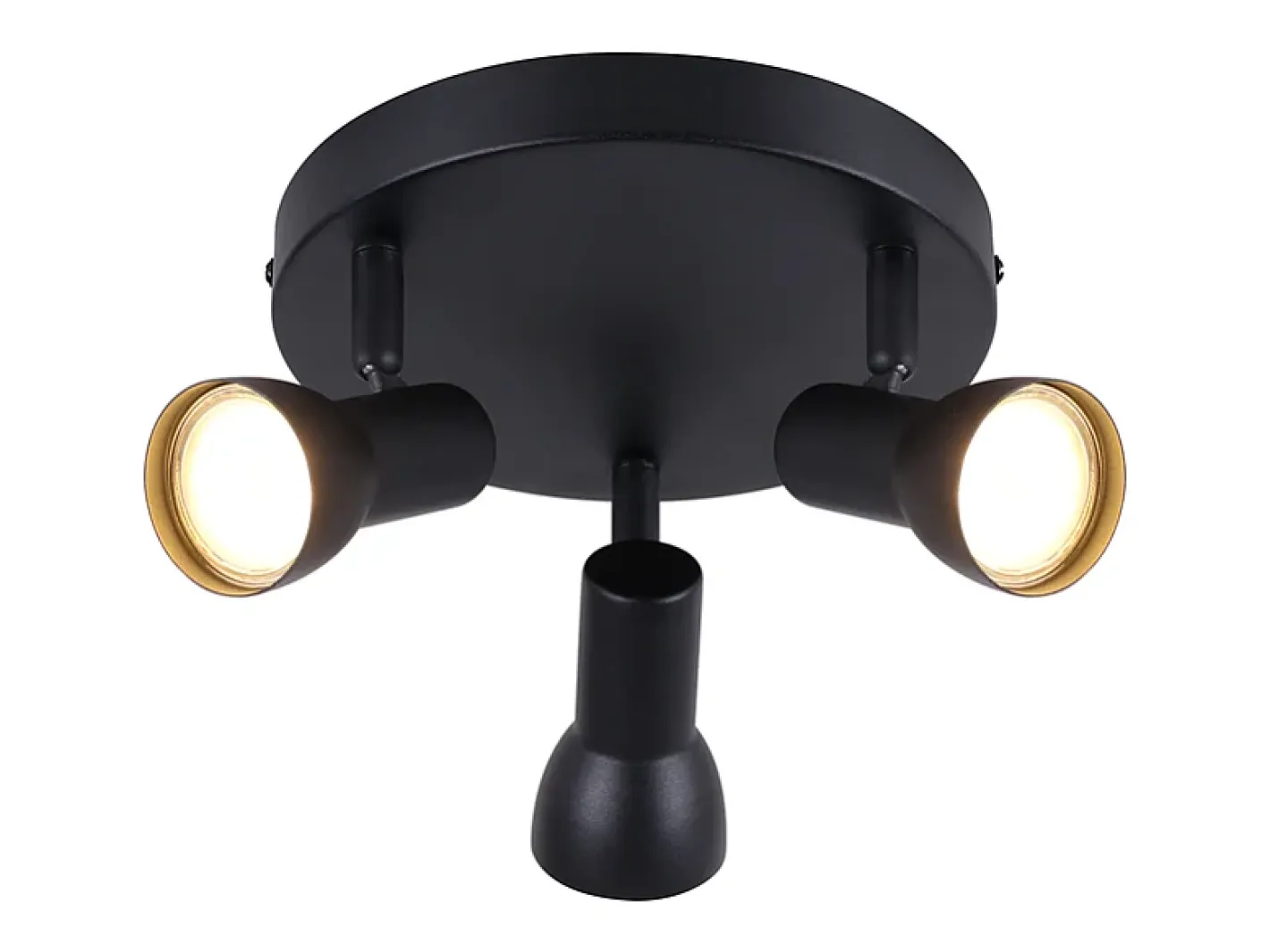 NETTLIFE Plafón-Foco de techo de 3 llamas, lámpara de techo negra, diseño moderno, focos de techo redondos, metal GU10 Negro