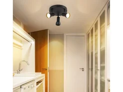 NETTLIFE Plafón-Foco de techo de 3 llamas, lámpara de techo negra, diseño moderno, focos de techo redondos, metal GU10 Negro