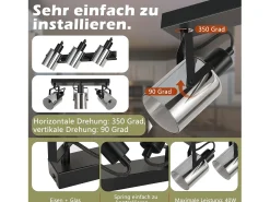 Hot NETTLIFE Foco de techo. Focos de techo negros, 3 bombillas orientables 350° E14, focos de vidrio. Gris