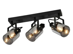 Hot NETTLIFE Foco de techo. Focos de techo negros, 3 bombillas orientables 350° E14, focos de vidrio. Gris