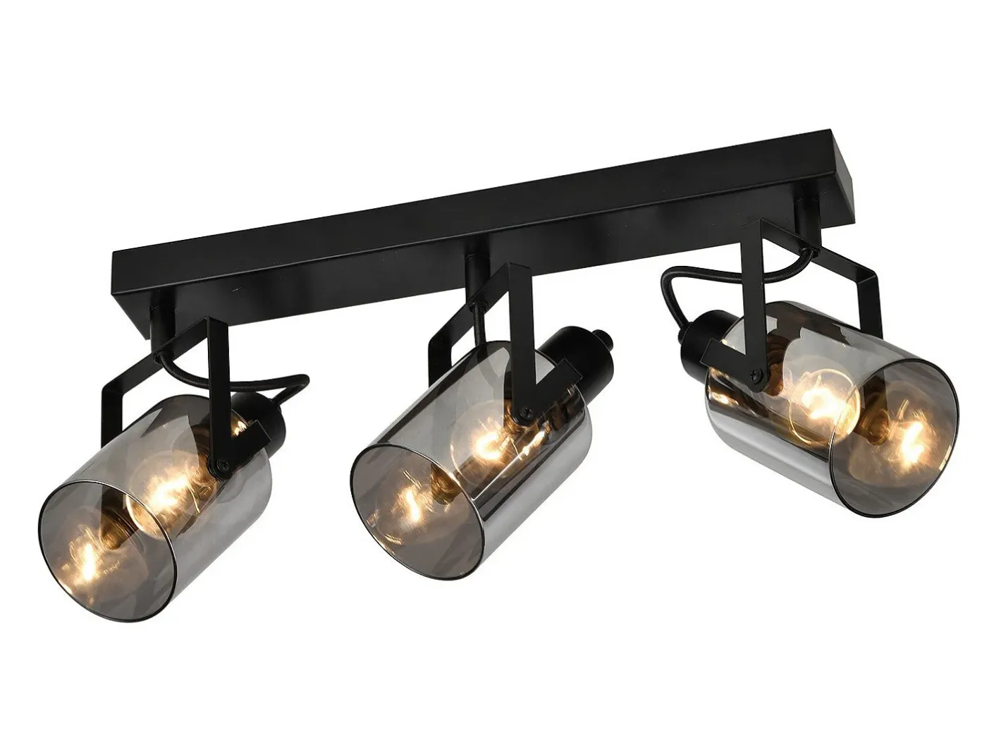 Hot NETTLIFE Foco de techo. Focos de techo negros, 3 bombillas orientables 350° E14, focos de vidrio. Gris