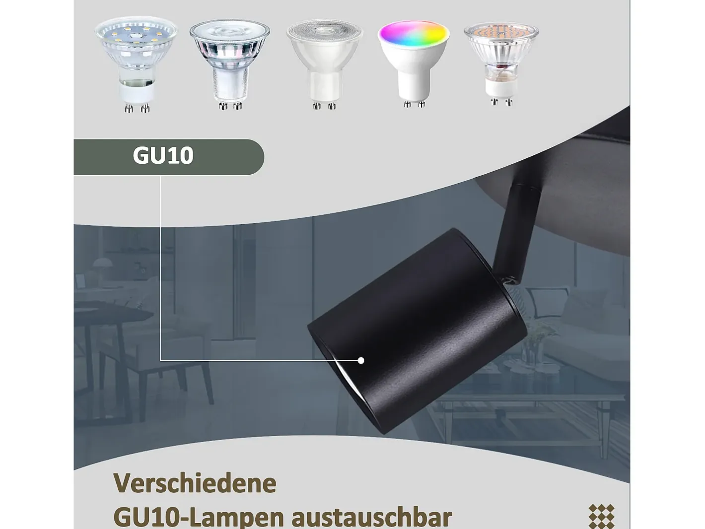 Sale NETTLIFE Foco de techo LED con 2 lámparas, , GU10, orientables 330° redondos y modernos. Negro