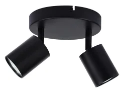Sale NETTLIFE Foco de techo LED con 2 lámparas, , GU10, orientables 330° redondos y modernos. Negro