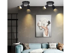 Sale NETTLIFE Foco de techo LED con 2 lámparas, , GU10, orientables 330° redondos y modernos. Negro