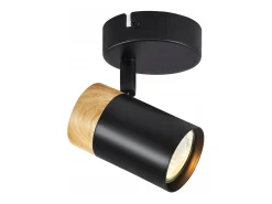 NETTLIFE Plafón-Foco de Techo LED Focos de Madera GU10 Lámpara Giratoria de 330° Vintage Interior para Pasillo Sala de Estar Dormitorio Cocina Negro