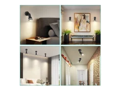 NETTLIFE Plafón-Foco de techo LED, 1 bombilla negra, plafón para salón, orientable, GU10, lámpara moderna tipo foco. Negro
