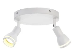 NETTLIFE Plafón-Foco de techo LED de 2 bombillas , foco de techo para salón, foco orientable GU10, lámpara moderna de foco. Blanco