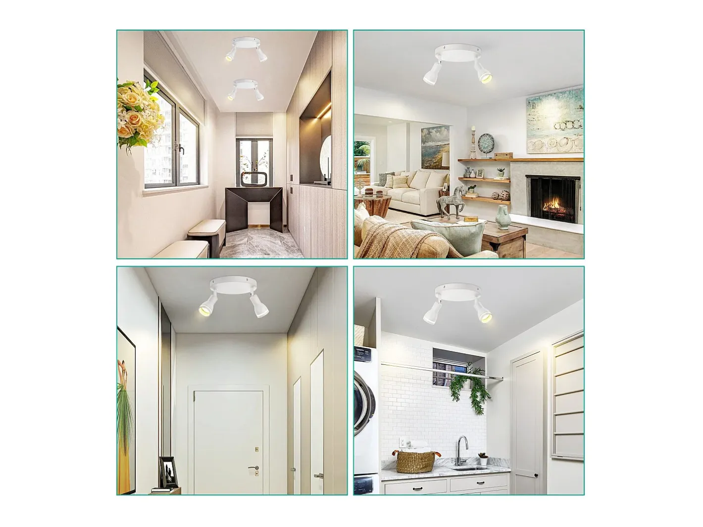 NETTLIFE Plafón-Foco de techo LED de 2 bombillas , foco de techo para salón, foco orientable GU10, lámpara moderna de foco. Blanco