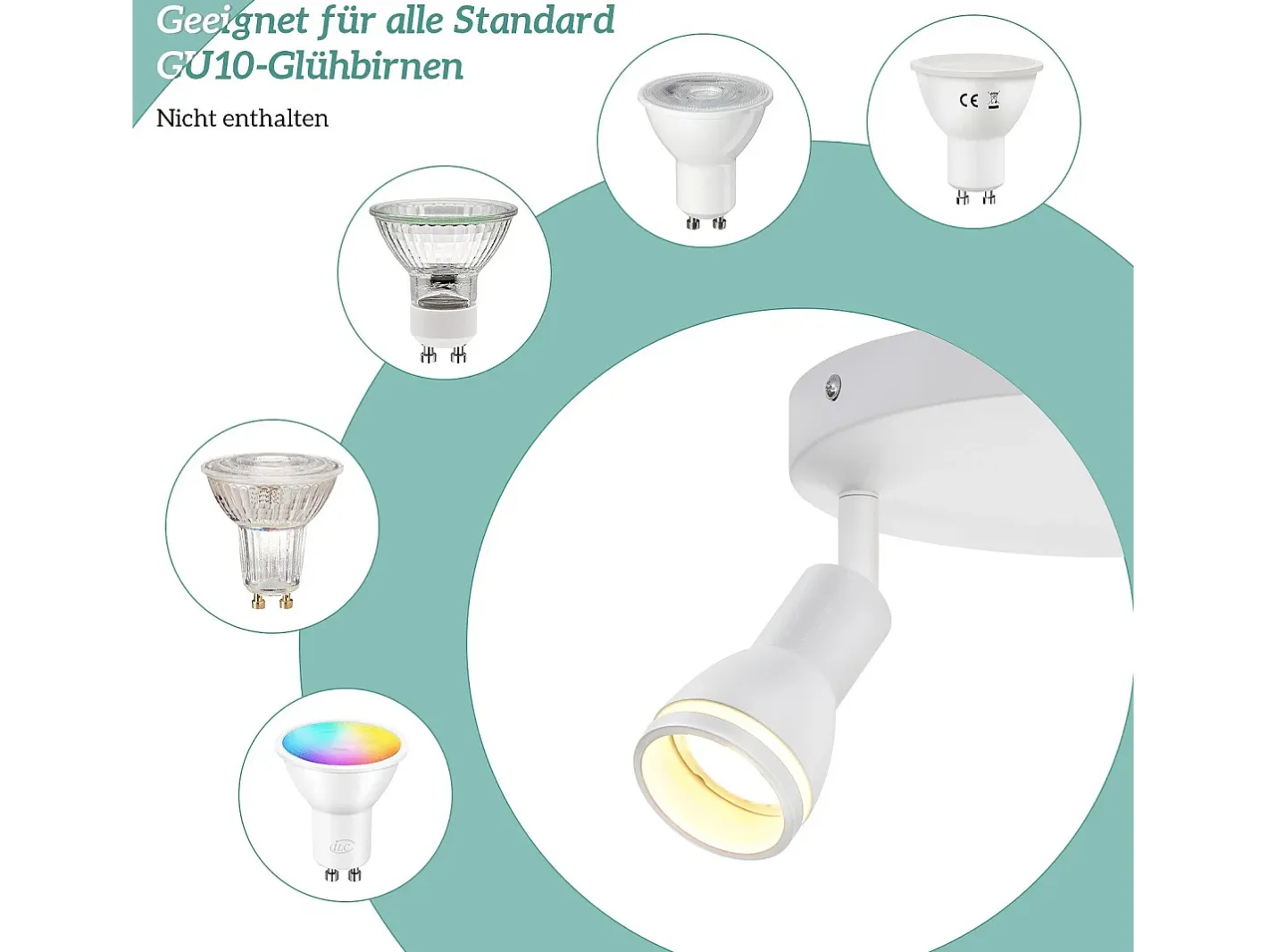 NETTLIFE Plafón-Foco de techo LED de 2 bombillas , foco de techo para salón, foco orientable GU10, lámpara moderna de foco. Blanco