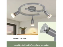 Online NETTLIFE Foco de techo LED regulable GU10 Focos de techo 3 lámparas Sala de estar industrial Plateado