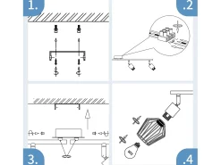 NETTLIFE Plafón-Foco de Techo，4 luces E14 - Metal, Lámpara de Pasillo Industrial Giratoria 350°, Aplique de Pared para Pasillo y Sala de Estar, Blanco