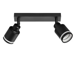 NETTLIFE Plafón-Foco de techo moderno , 2 lámparas GU10 orientables, metal. Negro