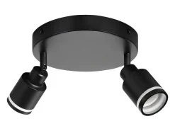 NETTLIFE Plafón-Foco de techo , moderno foco de techo con 2 focos orientables GU10, de metal. Negro