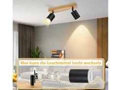 Outlet NETTLIFE Foco de techo GU10 Foco de pared de madera giratorio sin bombilla 350° Negro