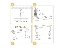 Outlet NETTLIFE Foco de techo GU10 Foco de pared de madera giratorio sin bombilla 350° Negro