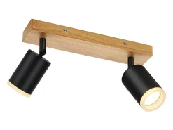Outlet NETTLIFE Foco de techo GU10 Foco de pared de madera giratorio sin bombilla 350° Negro