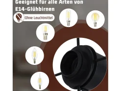 NETTLIFE Plafón-Foco de techo E14 ajustable 350° Lámpara de techo vintage de metal para sala de estar Negro