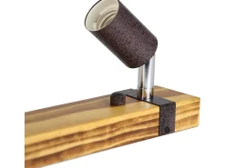 NETTLIFE Plafón-Foco de techo retro 2 lámparas regulables con viga de madera, LED orientable, intercambiable Amarillo