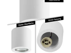Outlet NETTLIFE Foco de techo redondo Gu10 de 40 W, montaje en superficie, moderno, de yeso Blanco