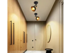 NETTLIFE Plafón-Foco de techo vintage E27 ajustable a 350° Retro Entrada Sala de estar Dormitorio Negro