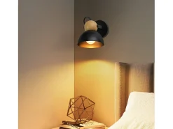 NETTLIFE Plafón-Foco de techo vintage E27 ajustable a 350° Retro Entrada Sala de estar Dormitorio Negro