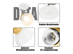 NETTLIFE Foco de techo vintage negro E27 lámpara de pasillo ajustable 350° retro industrial metal ajustable Blanco Hot