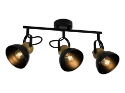 New NETTLIFE Foco de techo vintage E27, lámpara de pasillo de metal industrial retro ajustable a 350°, 3 llamas Negro