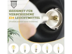 NETTLIFE Foco de techo vintage E14 para interior, orientable 350°, , giratorio 350°, industrial, 4 llamas, redondo Negro Clearance