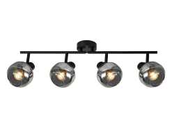 NETTLIFE Plafón-Foco de techo vintage para salón en cristal ahumado 4 E14 orientable 350° Gris