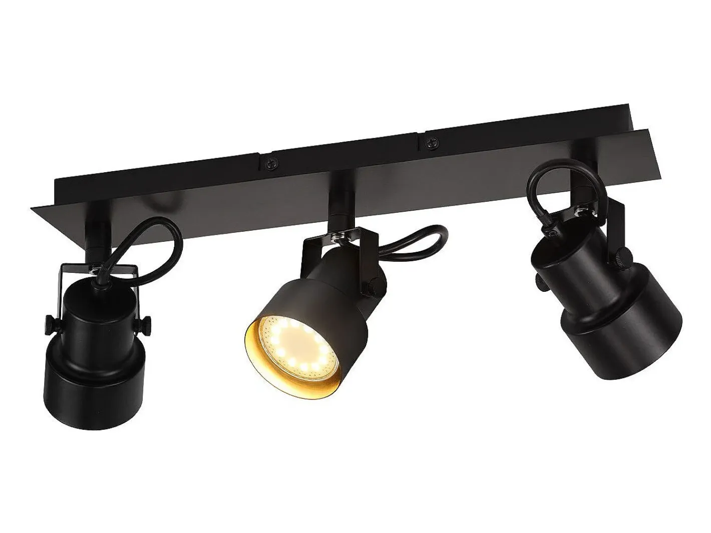 Sale NETTLIFE Foco de techo vintage GU10 Lámpara de cocina para 3 llamas ajustables Vintage 350° Negro