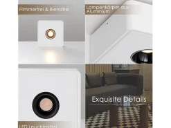 NETTLIFE Plafón-Foco LED 7W Cálido Foco de Techo Moderno Foco Plano y Cuadrado para Pasillo Cocina Comedor Blanco